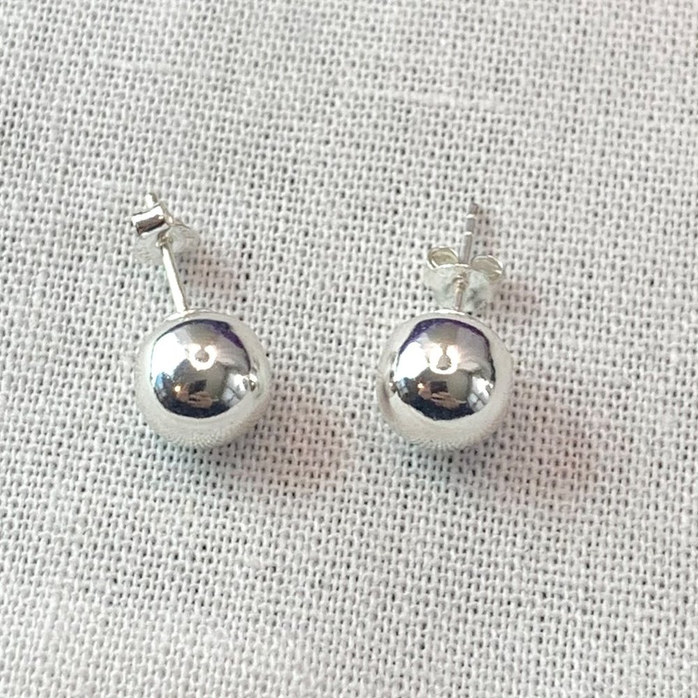 Sterling Silver 925 8.5mm High Polish Ball Stud Earrings New